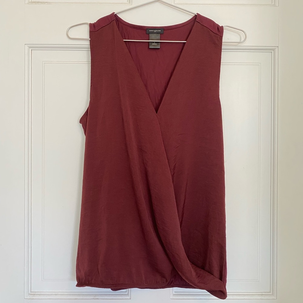 Ann Taylor burgundy sleeveless blouse